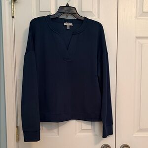 Cable & Gauge Dark Teal V-Notch Pullover Scoba Sweatshirt L NWOT